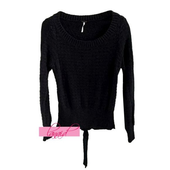 Free People Bow Back Pullover Knit Sweater Open Cut-Out Cropped Back Backless S - Picture 7 of 10